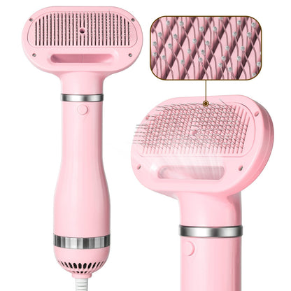 Pet Hair Dryer Brush, 2-in-1 Dog & Cat Grooming Dryer with 3 Heat Settings, 100–140°F - Homvista