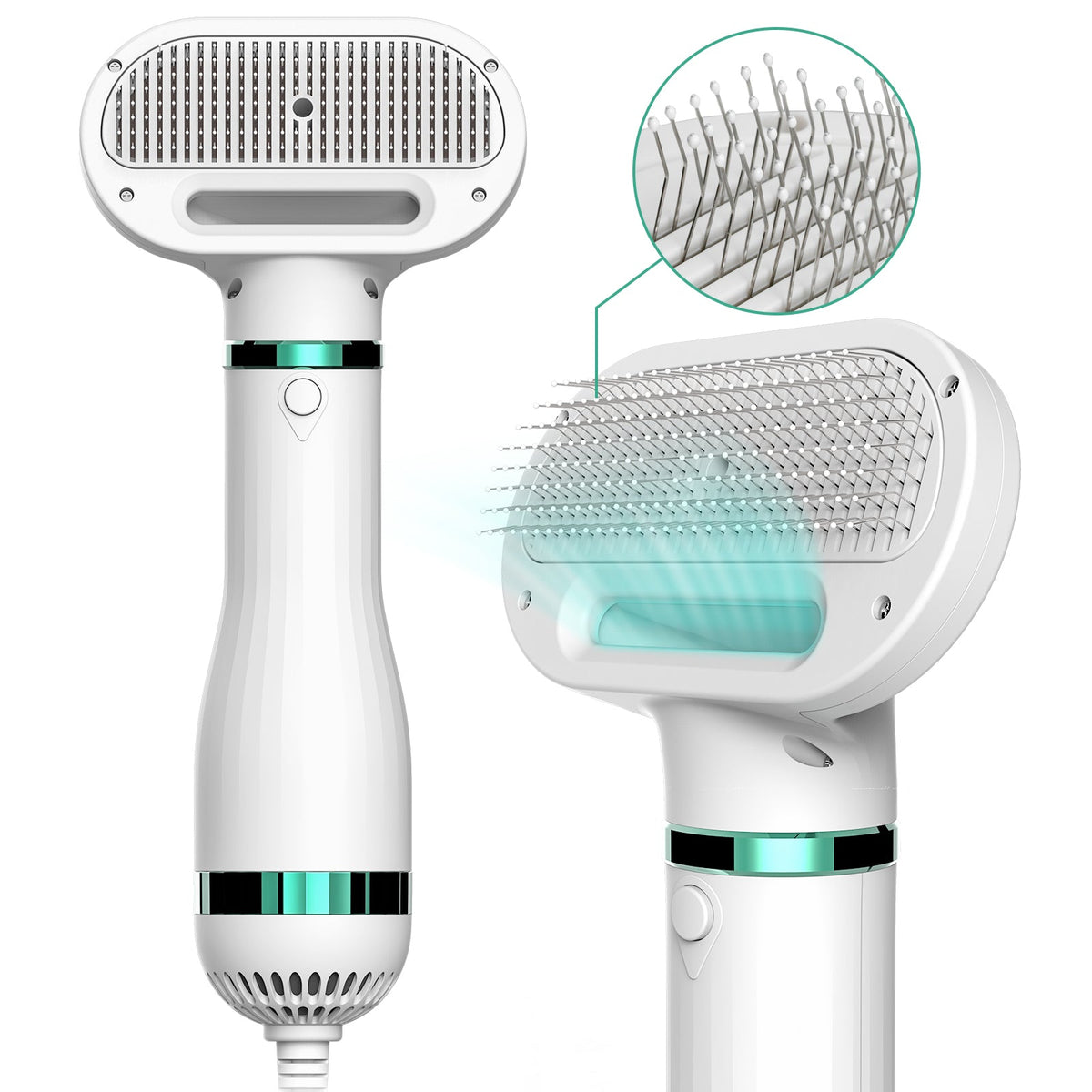 Pet Hair Dryer Brush, 2-in-1 Dog & Cat Grooming Dryer with 3 Heat Settings, 100–140°F - Homvista