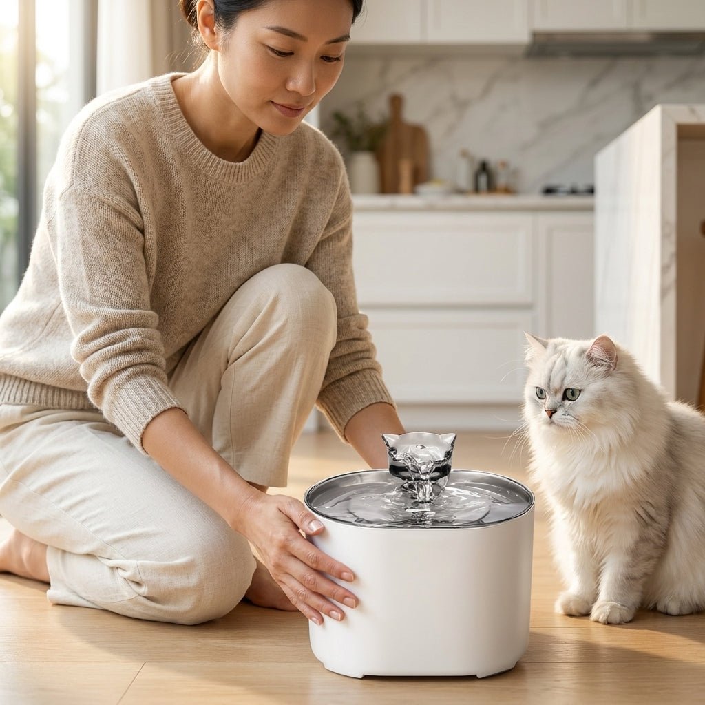 Pet Water Fountain, 2.2L Sensor-Activated Cat & Dog Fountain with Filter & 35dB Quiet Pump - Homvista