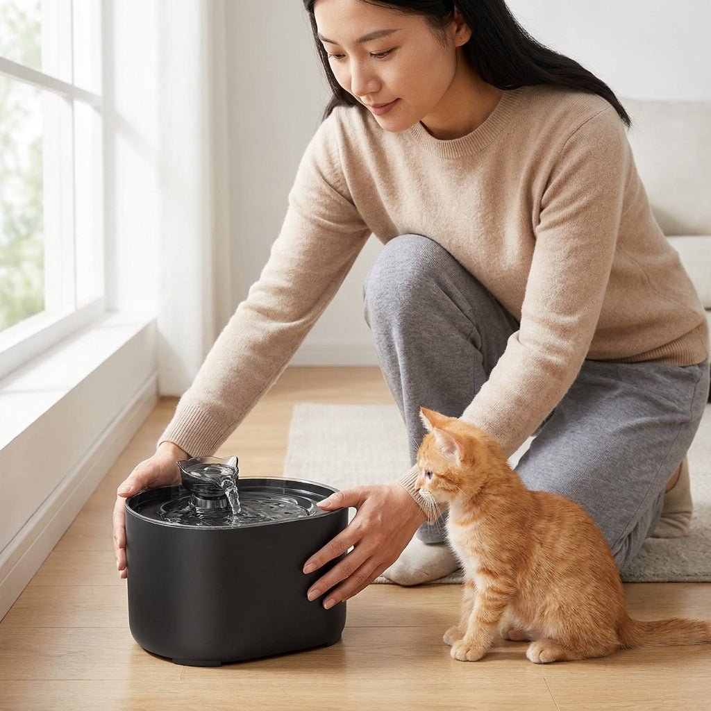 Pet Water Fountain, 2.2L Sensor-Activated Cat & Dog Fountain with Filter & 35dB Quiet Pump - Homvista