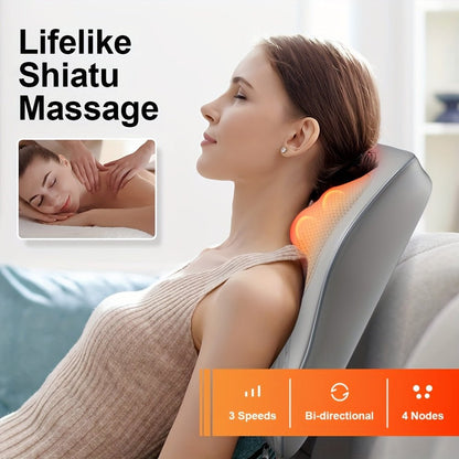 Rechargeable Heated Neck & Shoulder Massager, 3D Deep Tissue Kneading - Homvista