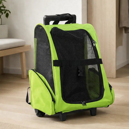 Rolling Pet Carrier, Foldable Dog & Cat Carrier with Wheels, Telescopic Handle & Mesh, Up to 8kg - Homvista