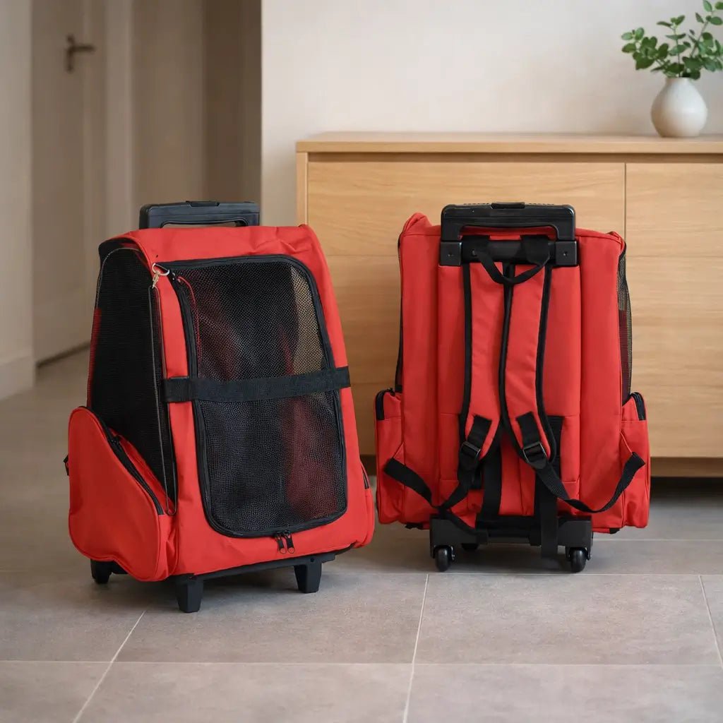Rolling Pet Carrier, Foldable Dog & Cat Carrier with Wheels, Telescopic Handle & Mesh, Up to 8kg - Homvista
