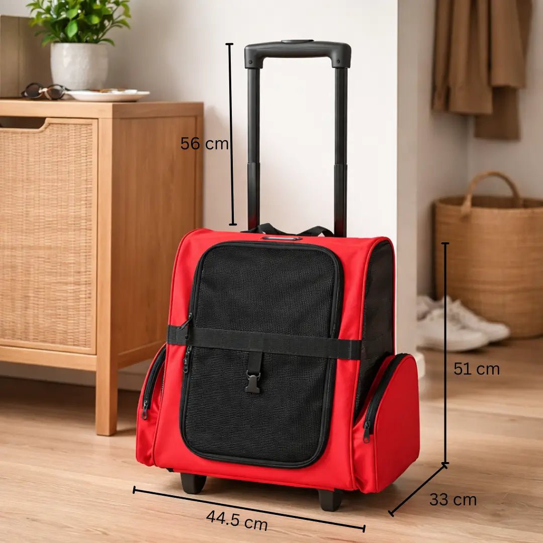 Rolling Pet Carrier, Foldable Dog & Cat Carrier with Wheels, Telescopic Handle & Mesh, Up to 8kg - Homvista