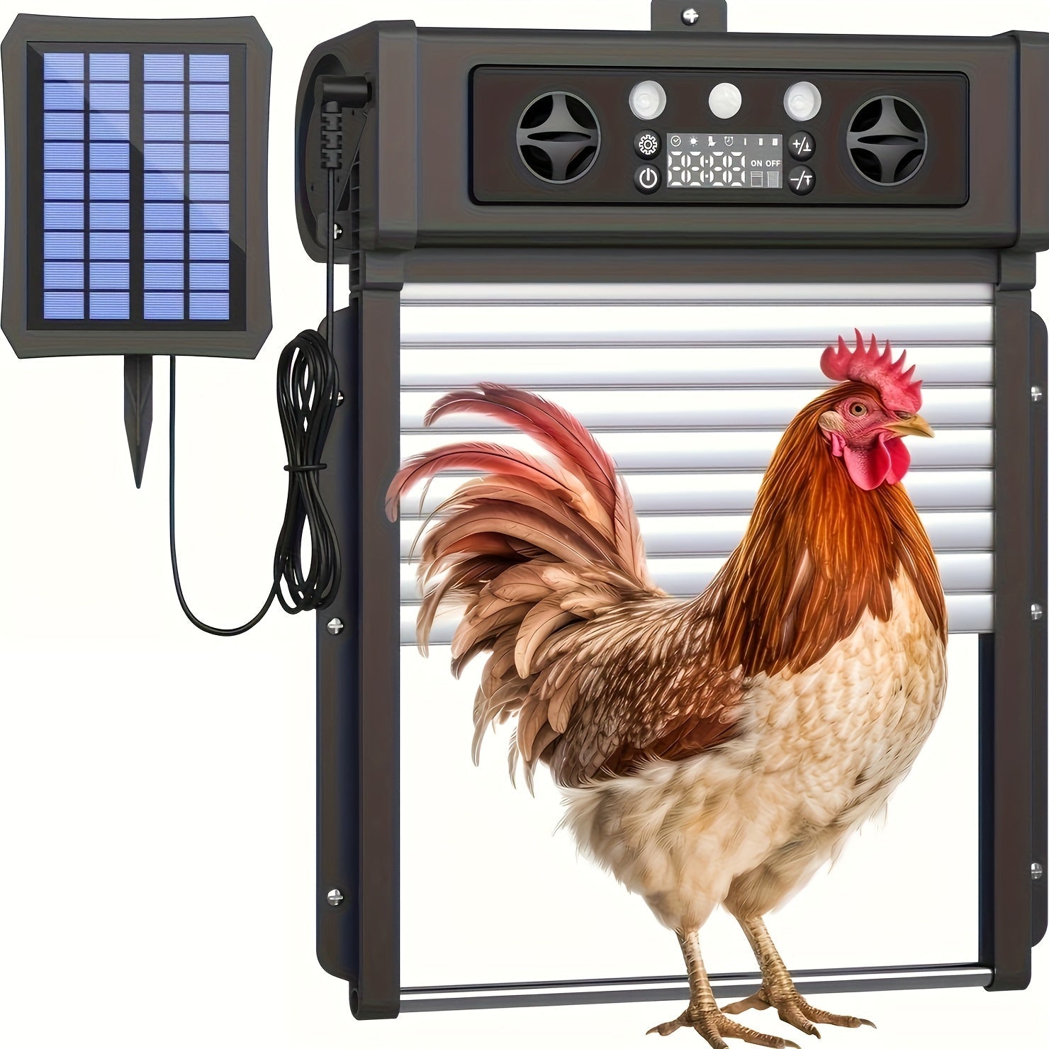 Solar Automatic Chicken Coop Door with Light Sensor & Timer, Aluminum - Homvista