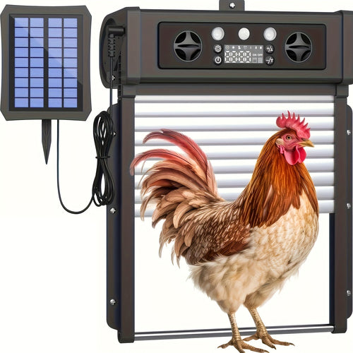 Solar Automatic Chicken Coop Door with Light Sensor & Timer, Aluminum - Homvista