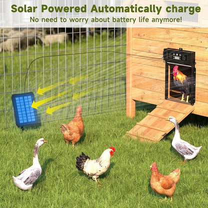 Solar Automatic Chicken Coop Door with Light Sensor & Timer, Aluminum - Homvista