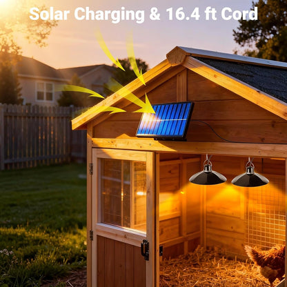 Solar Chicken Coop Light, Dual Lamps with Timer, 2400mAh Battery & Remote - Homvista