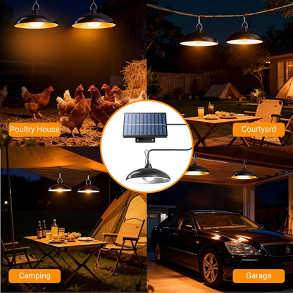Solar Chicken Coop Light, Dual Lamps with Timer, 2400mAh Battery & Remote - Homvista