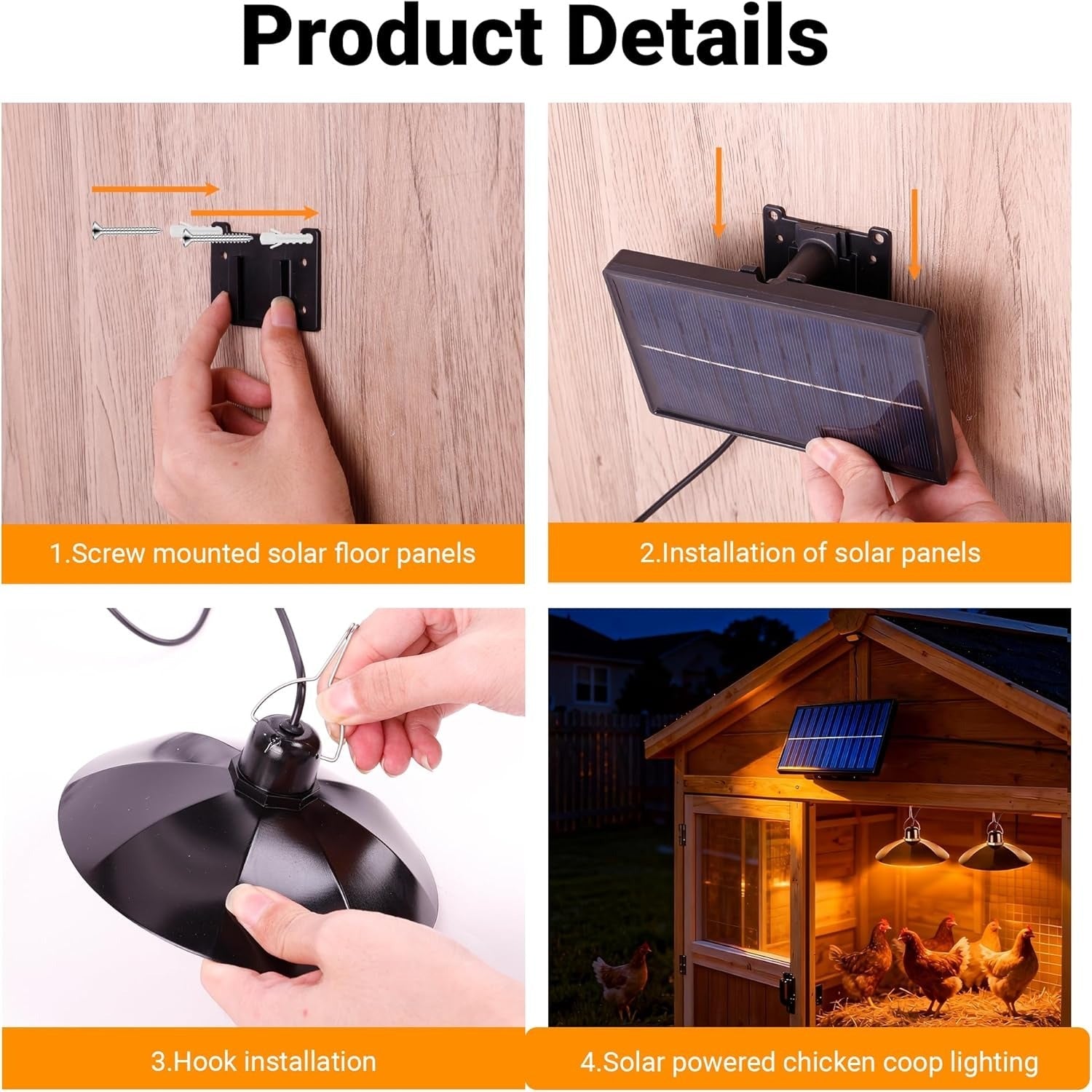 Solar Chicken Coop Light, Dual Lamps with Timer, 2400mAh Battery & Remote - Homvista