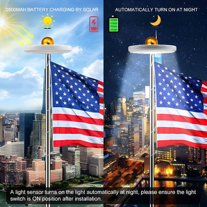 Solar Powered Flagpole Lights - All Night Long Last Flag Pole Lights - LED - Homvista