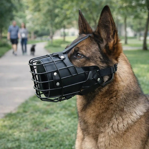 Stainless Steel Basket Dog Muzzle, Breathable Adjustable Muzzle for Medium & Large Dogs - Homvista