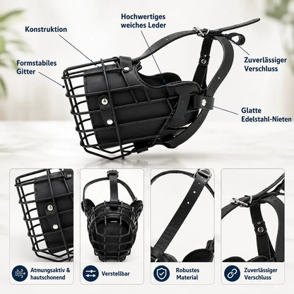 Stainless Steel Basket Dog Muzzle, Breathable Adjustable Muzzle for Medium & Large Dogs - Homvista