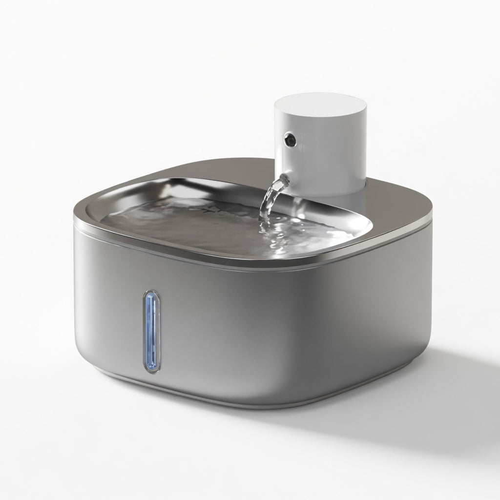 Stainless Steel Cat Water Fountain, 3.2L Cordless Pet Fountain with 5-Layer Filter & Water-Level Indicator - Homvista