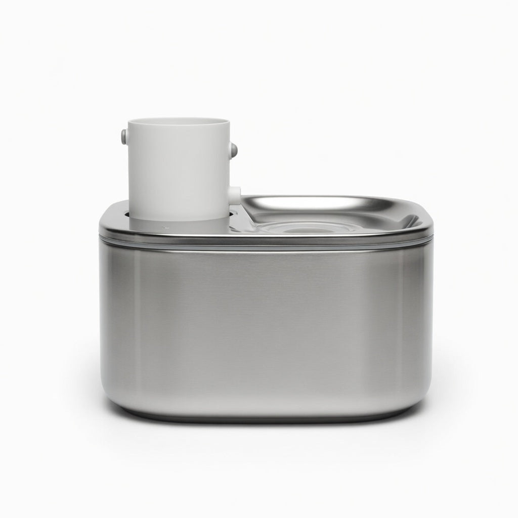 Stainless Steel Cat Water Fountain, 3.2L Cordless Pet Fountain with 5-Layer Filter & Water-Level Indicator - Homvista