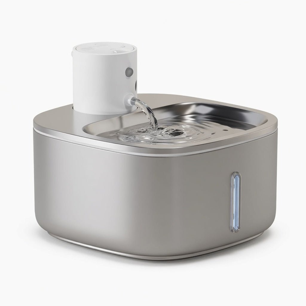 Stainless Steel Cat Water Fountain, 3.2L Cordless Pet Fountain with 5-Layer Filter & Water-Level Indicator - Homvista