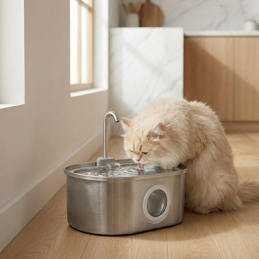 Stainless Steel Cat Water Fountain, 3.2L Pet Fountain with 5-Layer Filtration & 2 Flow Modes - Homvista