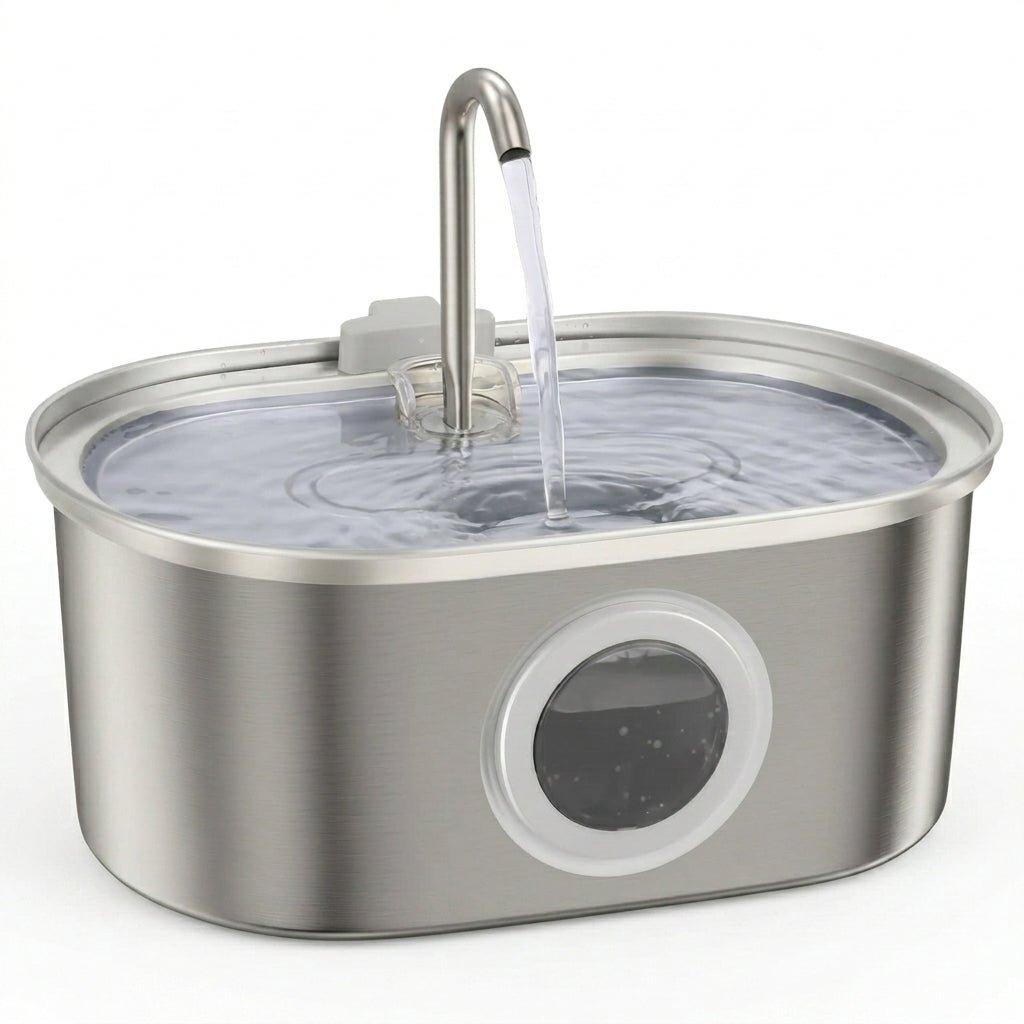 Stainless Steel Cat Water Fountain, 3.2L Pet Fountain with 5-Layer Filtration & 2 Flow Modes - Homvista