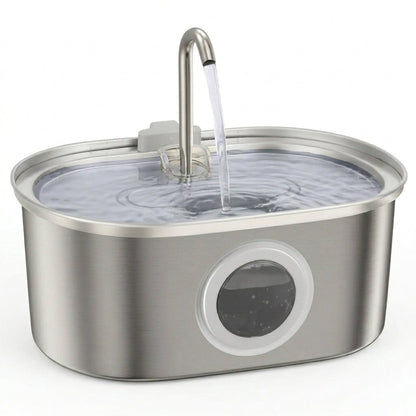 Stainless Steel Cat Water Fountain, 3.2L Pet Fountain with 5-Layer Filtration & 2 Flow Modes - Homvista