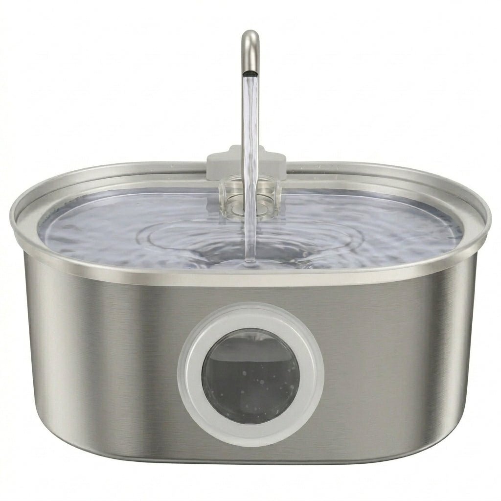 Stainless Steel Cat Water Fountain, 3.2L Pet Fountain with 5-Layer Filtration & 2 Flow Modes - Homvista