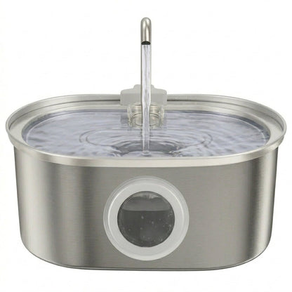 Stainless Steel Cat Water Fountain, 3.2L Pet Fountain with 5-Layer Filtration & 2 Flow Modes - Homvista