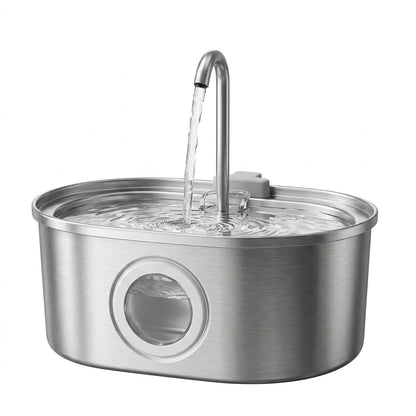 Stainless Steel Cat Water Fountain, 3.2L Pet Fountain with 5-Layer Filtration & 2 Flow Modes - Homvista