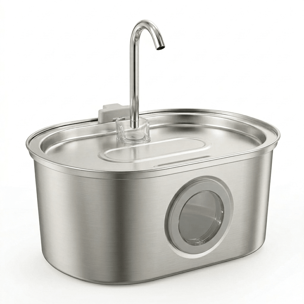 Stainless Steel Cat Water Fountain, 3.2L Pet Fountain with 5-Layer Filtration & 2 Flow Modes - Homvista