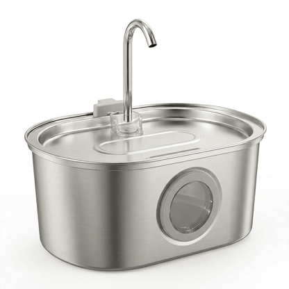 Stainless Steel Cat Water Fountain, 3.2L Pet Fountain with 5-Layer Filtration & 2 Flow Modes - Homvista