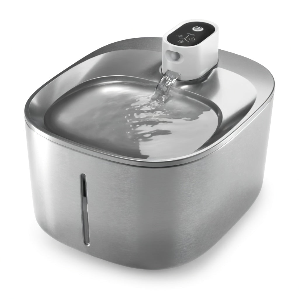 Stainless Steel Cat Water Fountain, 4L Pet Fountain with Adjustable Flow, Wireless or Corded Options - Homvista