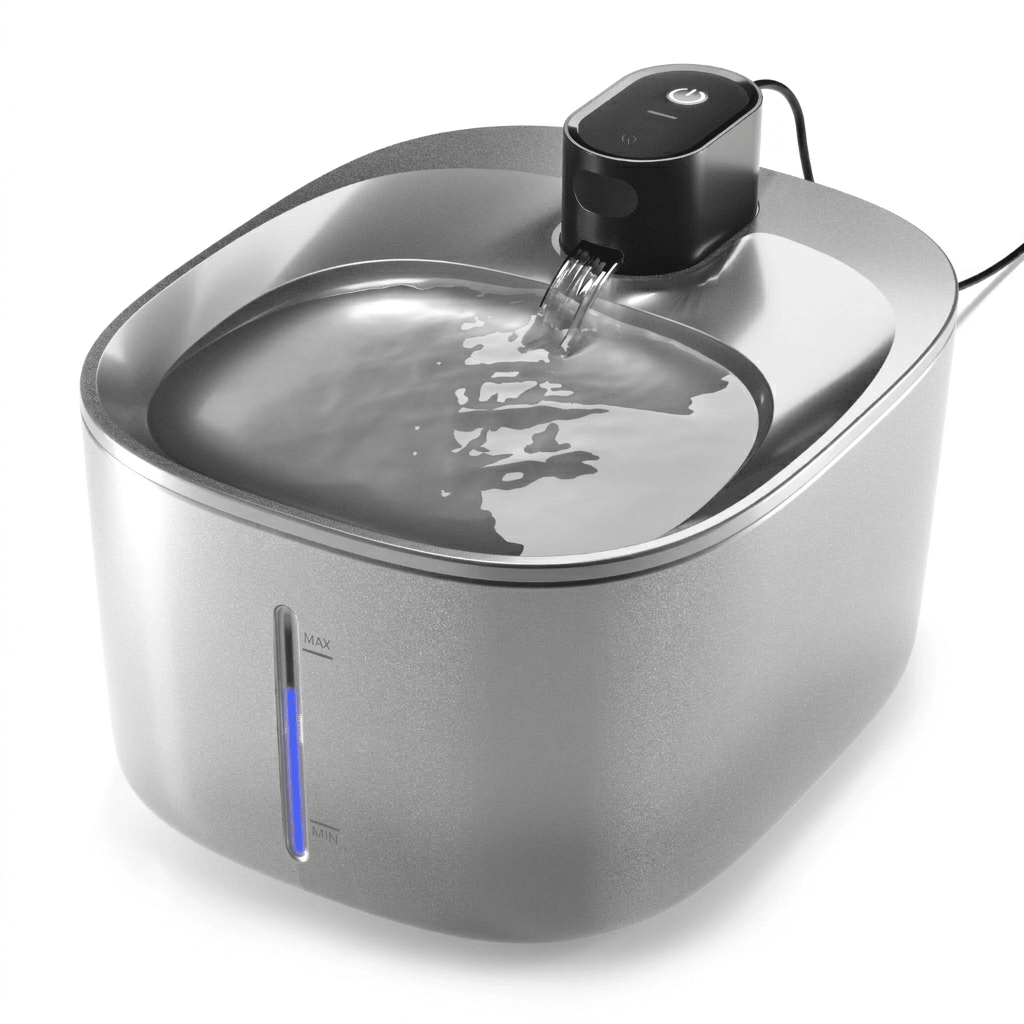 Stainless Steel Cat Water Fountain, 4L Pet Fountain with Adjustable Flow, Wireless or Corded Options - Homvista