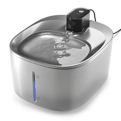 Stainless Steel Cat Water Fountain, 4L Pet Fountain with Adjustable Flow, Wireless or Corded Options - Homvista
