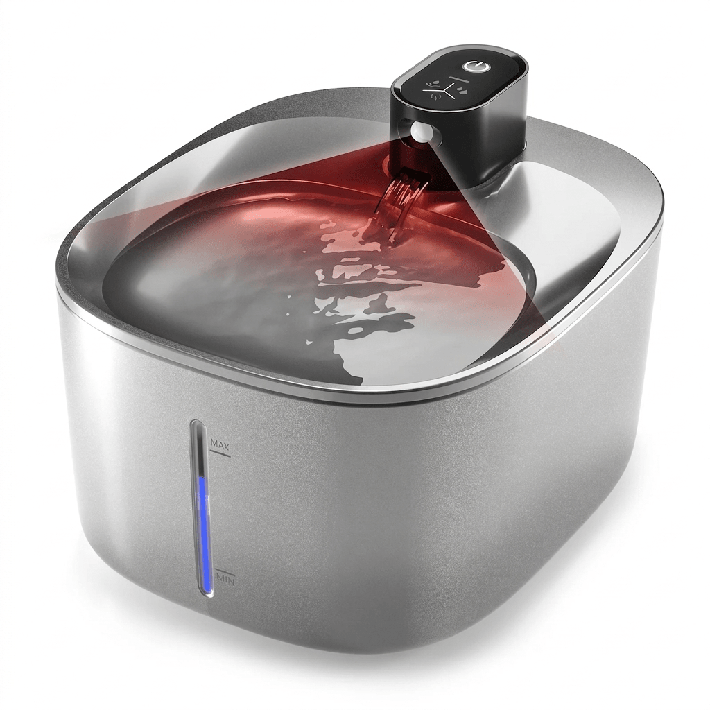 Stainless Steel Cat Water Fountain, 4L Pet Fountain with Adjustable Flow, Wireless or Corded Options - Homvista