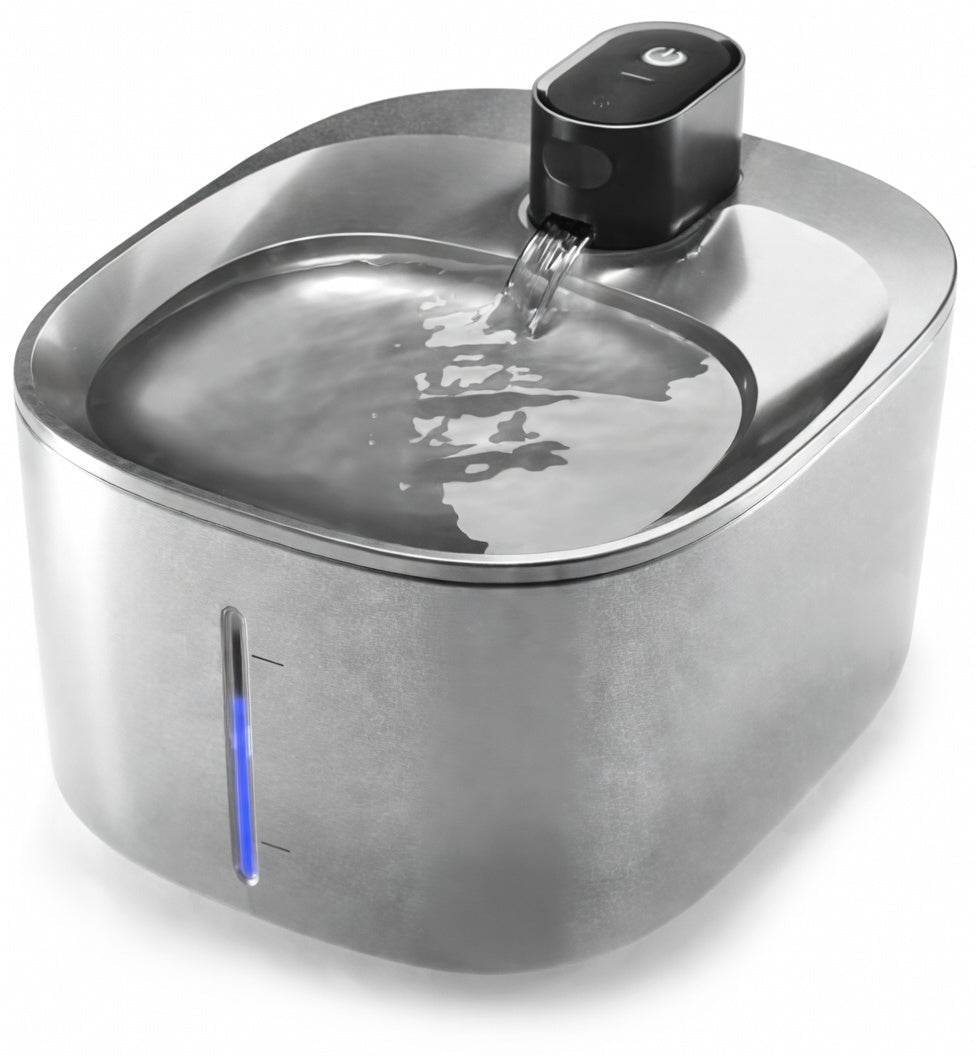 Stainless Steel Cat Water Fountain, 4L Pet Fountain with Adjustable Flow, Wireless or Corded Options - Homvista