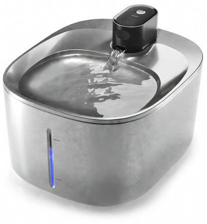 Stainless Steel Cat Water Fountain, 4L Pet Fountain with Adjustable Flow, Wireless or Corded Options - Homvista