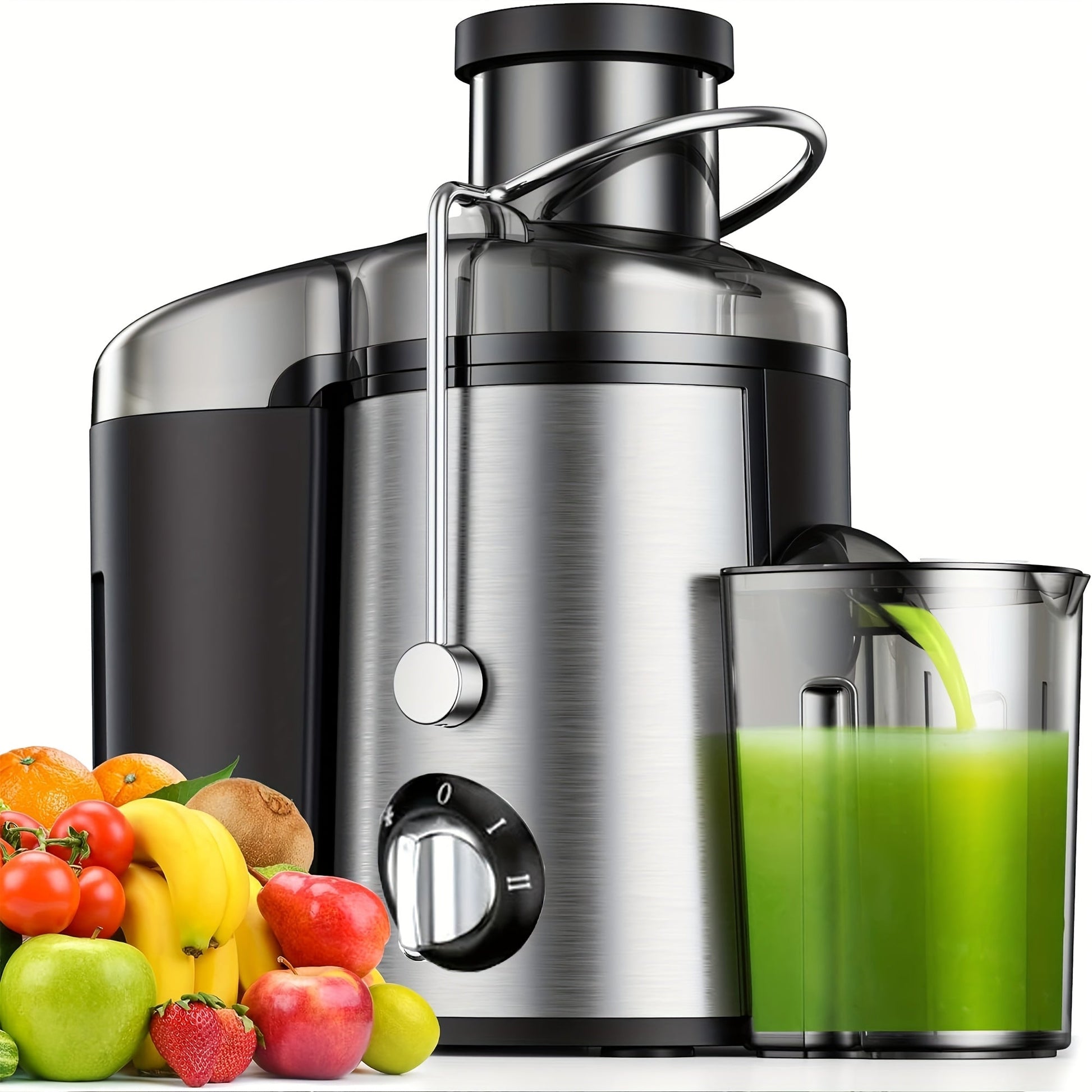 Stainless Steel Juicer Machine for Fruits & Vegetables, 3" Wide Mouth, 3-Speed - Homvista