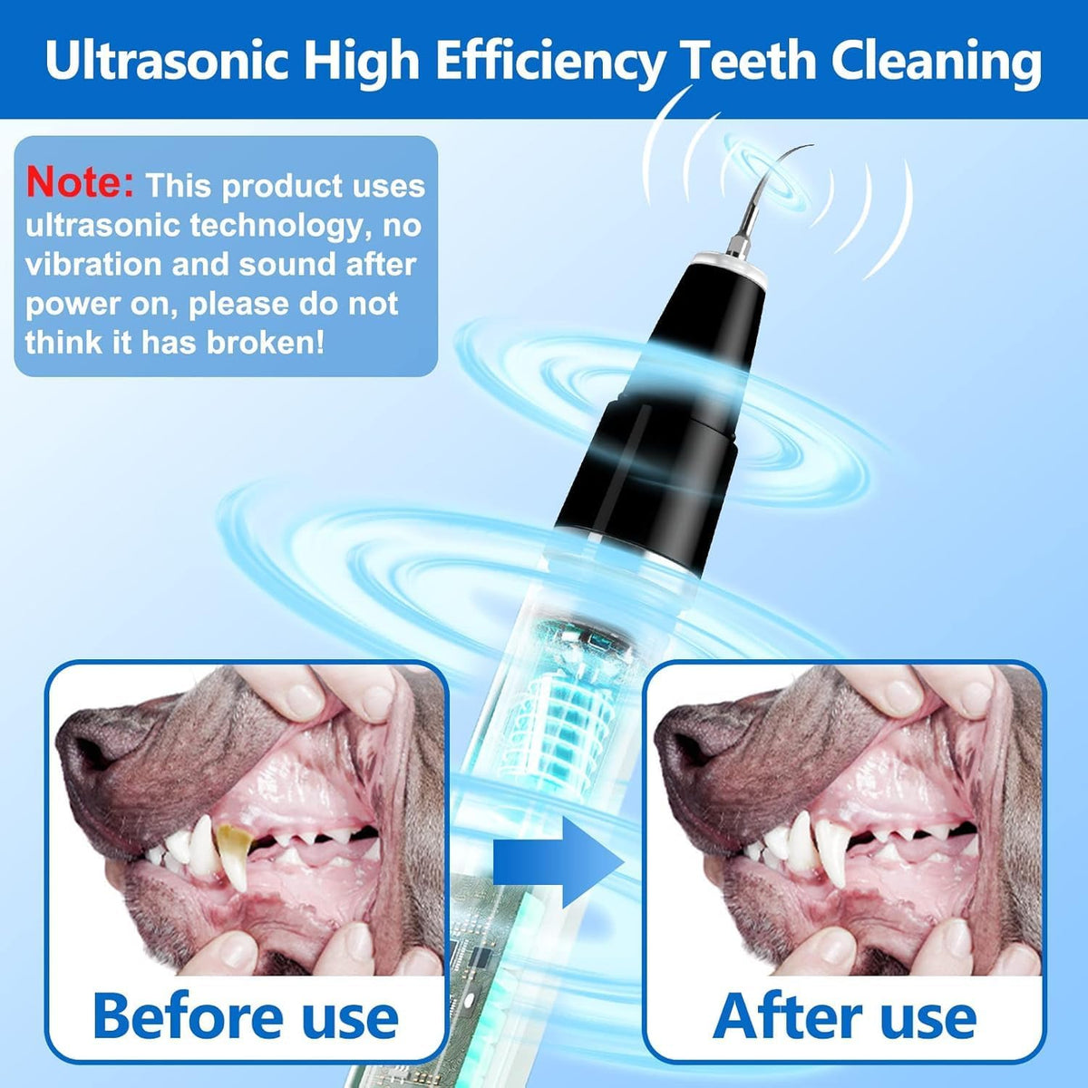 Ultrasonic Pet Dental Cleaner, Dog & Cat Teeth Cleaning Device for At-Home Maintenance - Homvista