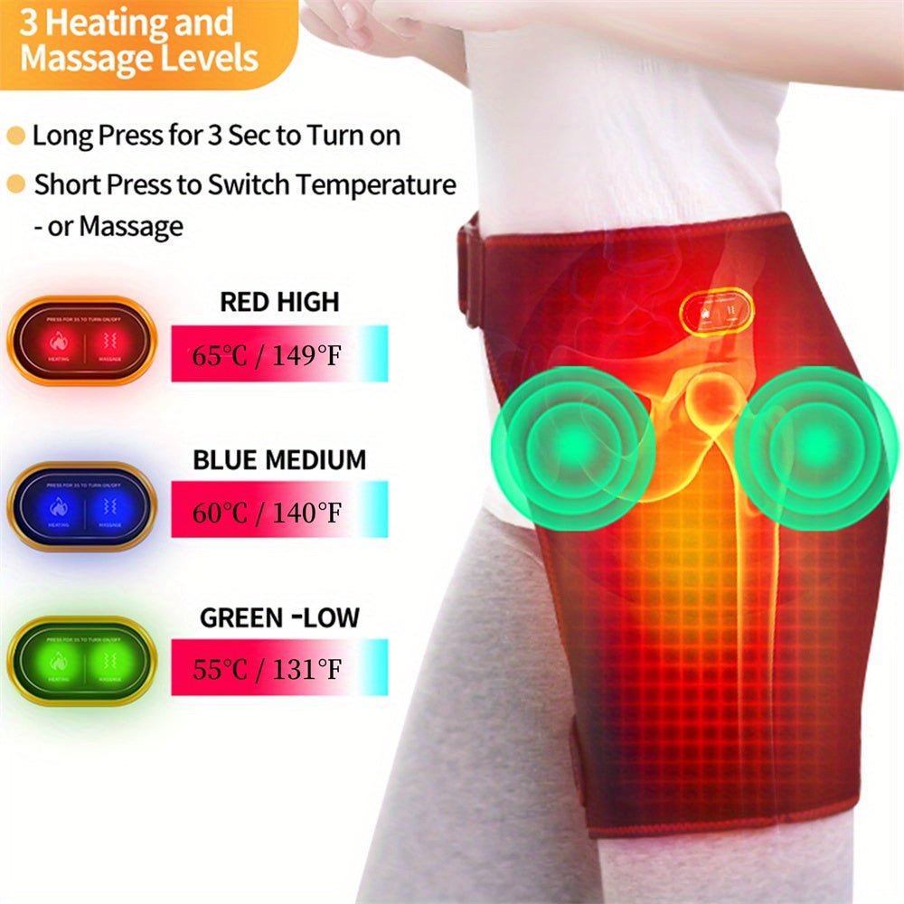USB Electric Heated Hip Brace, Lower Back & Waist Wrap with Massage & Heat - Homvista