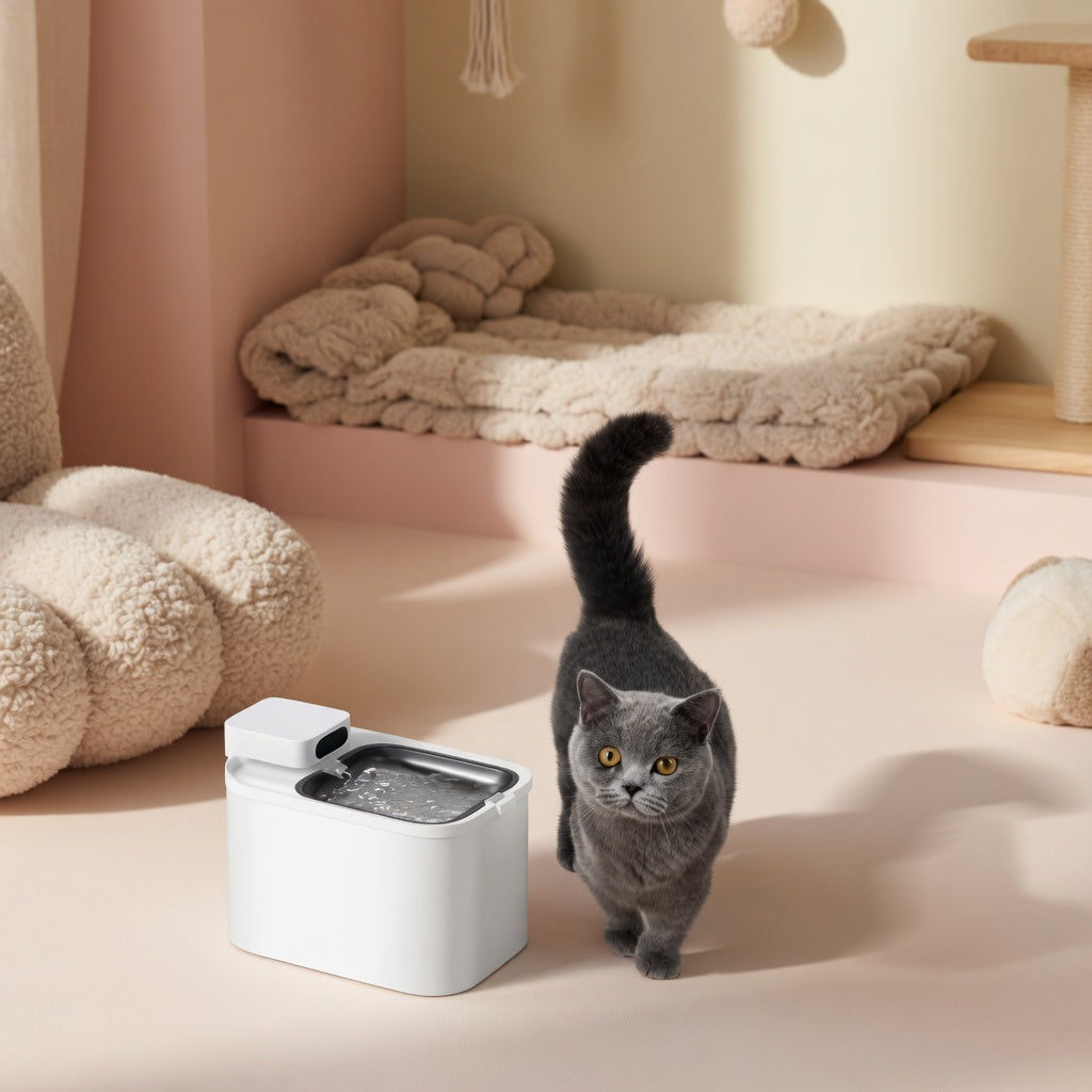 Cordless Pet Water Fountain with Bluetooth App, 3 Drinking Modes, Stainless Tray & 5 Filters - Homvista