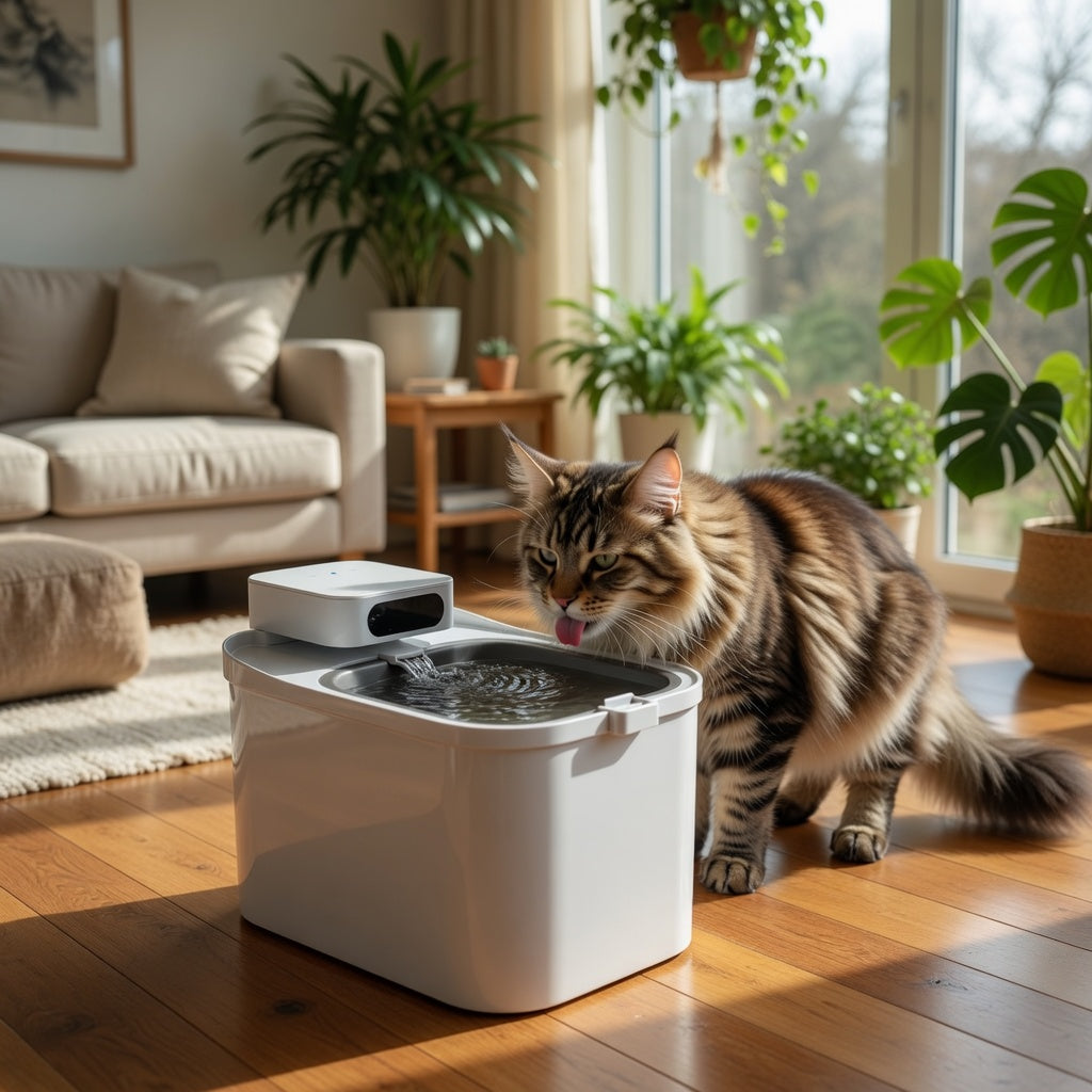 Cordless Pet Water Fountain with Bluetooth App, 3 Drinking Modes, Stainless Tray & 5 Filters - Homvista