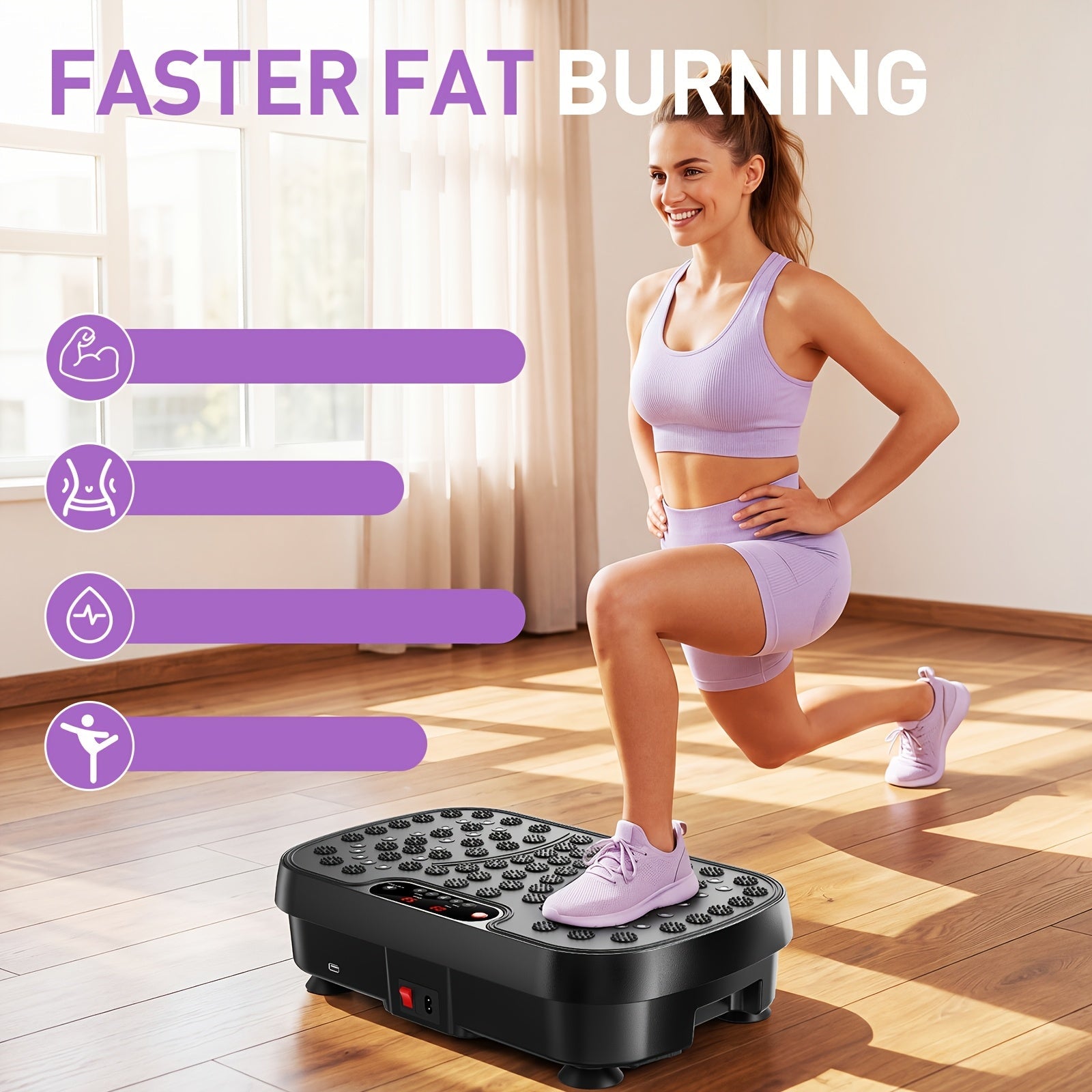 Vibration Plate Exercise Machine, Full Body Workout Platform, 99 Speeds, 330lb Capacity - Homvista