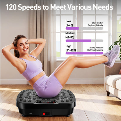 Vibration Plate Exercise Machine, Full Body Workout Platform, 99 Speeds, 330lb Capacity - Homvista
