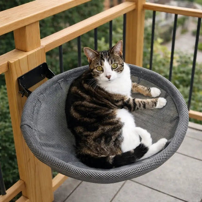 Wall-Mounted Cat Hammock, Foldable Mesh Cat Bed with Metal Frame, 40cm Lounging Area - Homvista