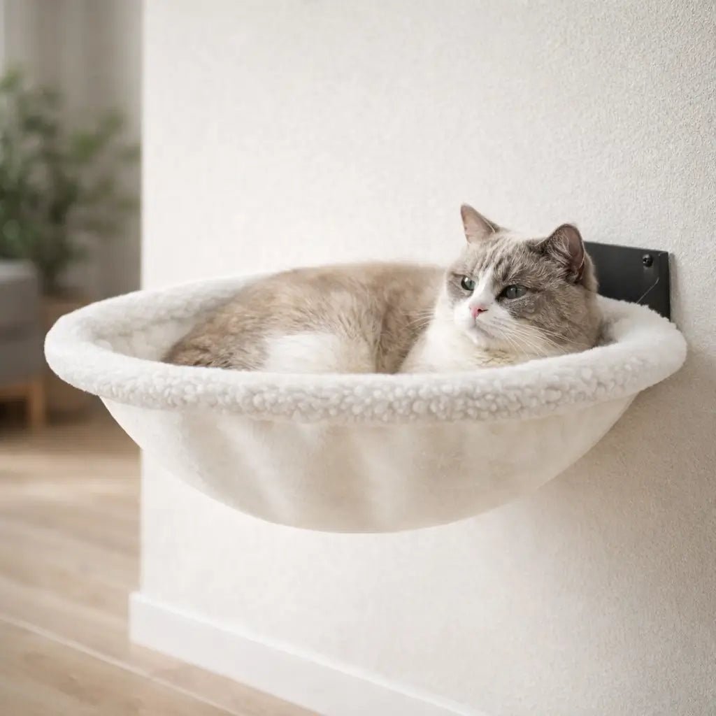 Wall-Mounted Cat Hammock, Foldable Mesh Cat Bed with Metal Frame, 40cm Lounging Area - Homvista