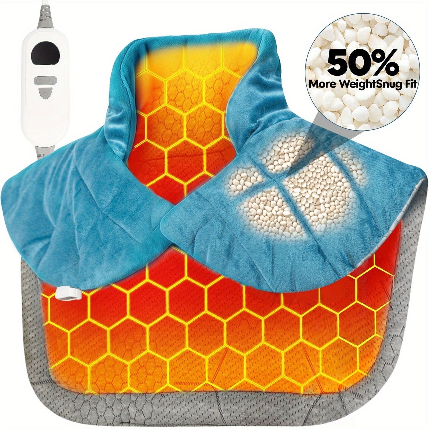 Weighted Graphene Electric Heating Pad, Neck & Back Wrap, 6 Heat Settings - Homvista
