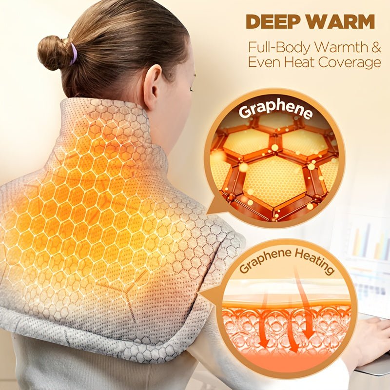 Weighted Graphene Electric Heating Pad, Neck & Back Wrap, 6 Heat Settings - Homvista