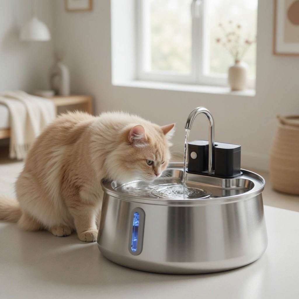 Wireless Cat Water Fountain, 2L Cordless Pet Fountain with Adjustable Flow Rate & Rechargeable Battery - Homvista