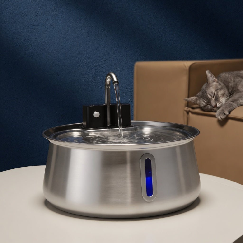 Wireless Cat Water Fountain, 2L Cordless Pet Fountain with Adjustable Flow Rate & Rechargeable Battery - Homvista