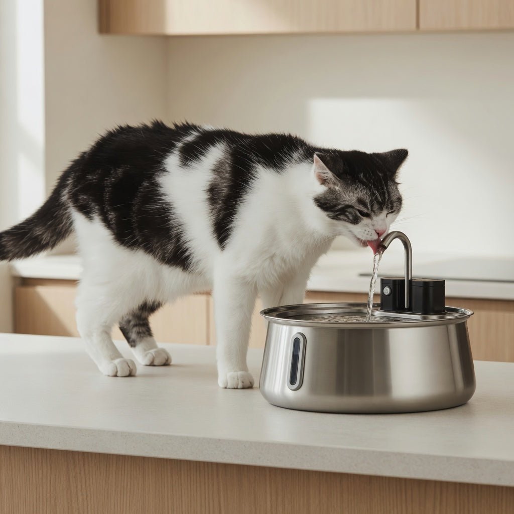 Wireless Cat Water Fountain, 2L Cordless Pet Fountain with Adjustable Flow Rate & Rechargeable Battery - Homvista
