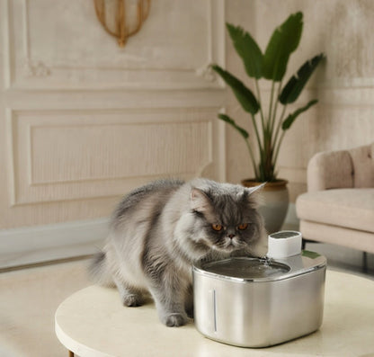 Wireless Cat Water Fountain, 2L Cordless Pet Fountain with Adjustable Flow & Rechargeable Battery - Homvista
