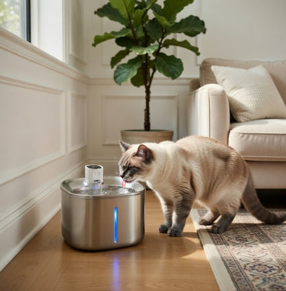 Wireless Cat Water Fountain, 2L Cordless Pet Fountain with Adjustable Flow & Rechargeable Battery - Homvista